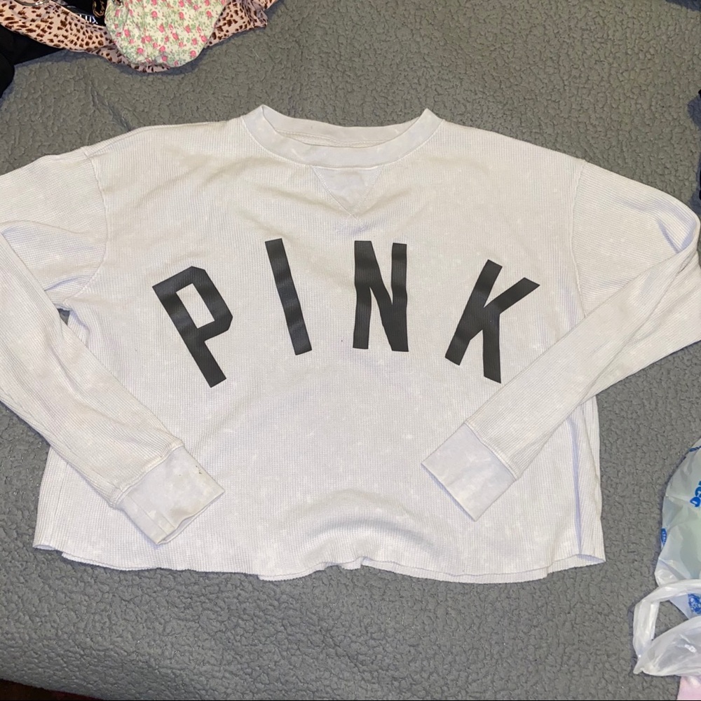 Pink waffle long sleeve top